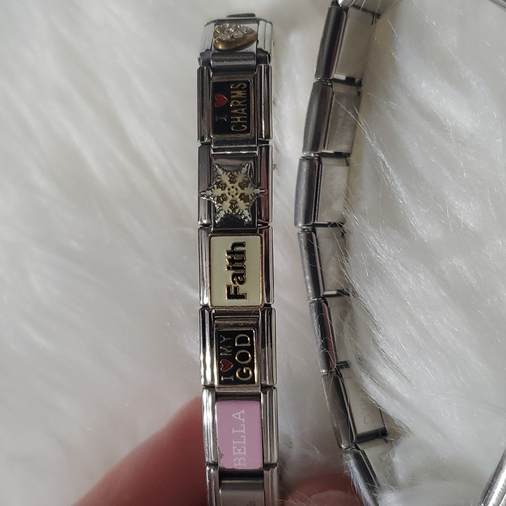 Italian Charm Set Of 2 Bracelets W/ One 18kt Gold Charm